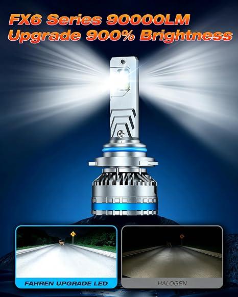 Fahren Ultra Bright 9012/Hir2 Bulbs, Upgraded 90000LM Fog Lighting Bulb with fan,120W 6500K Cool White IP68 Waterproof, Pack of 2