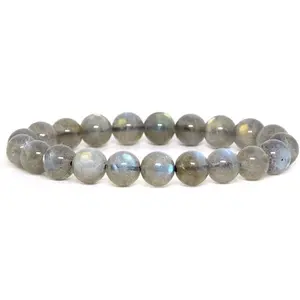 Angelstones Natural A Grade Labradorite Gemstone 10mm Round Beads Stretch Bracelet 7 Inch Unisex