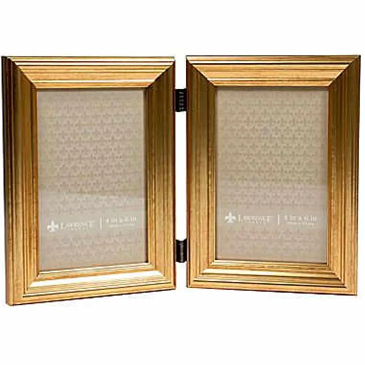212 MAIN Contemporary Foldable Gold Metal 4x6 in. Horizontal Hinged Double Photo Frame - Modern Frames for Baby & Maternity Decor with Photo Border, Horizontal Hinged Double Picture Frame