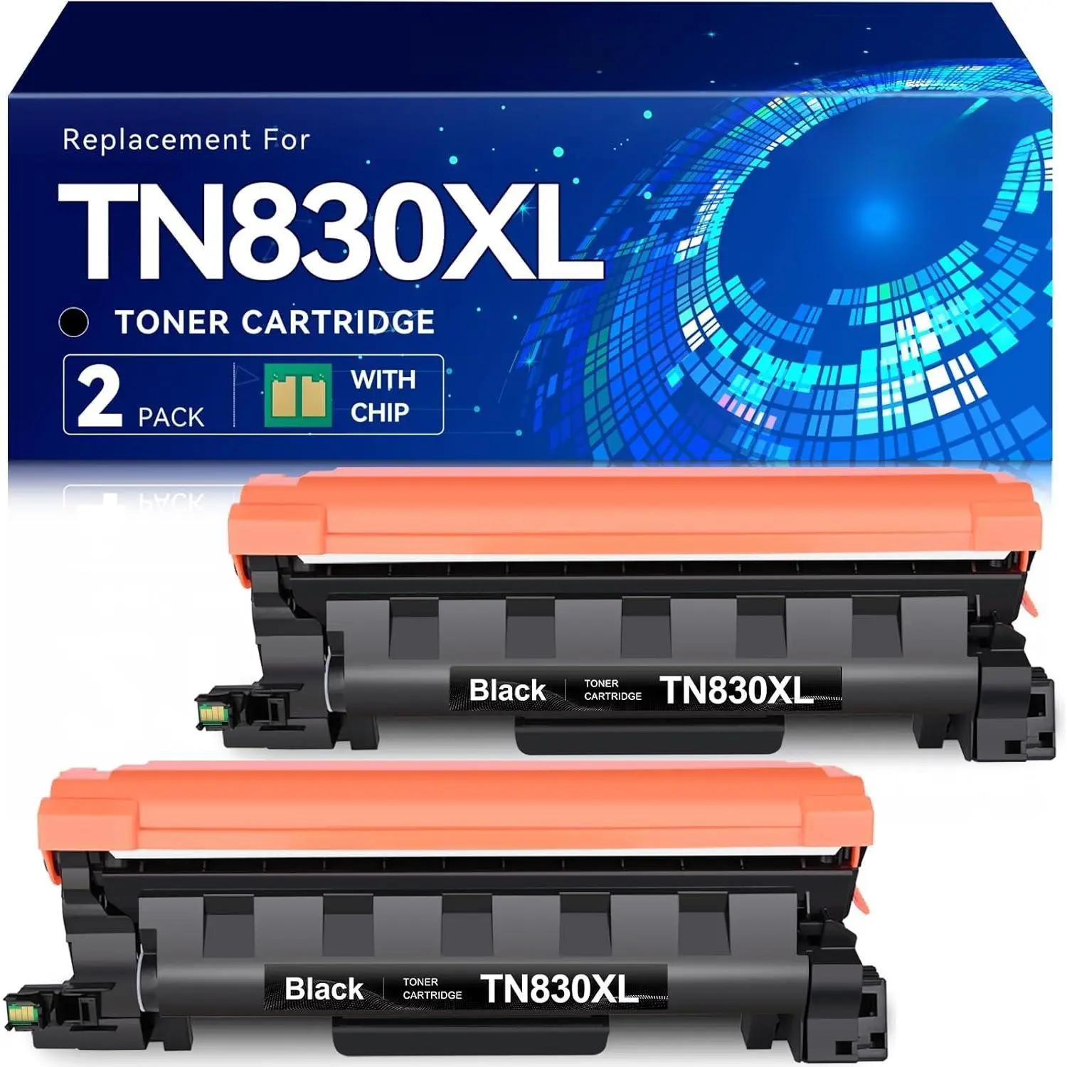 Compatible Toner   for  TN830XL TN830 TN-830 Black High Yield Toner  Work with DCP-L2640DW HL-L2460DW HL-L2480DW HL-L2405W MFC-L2820DW Printer 830XL 2-Black