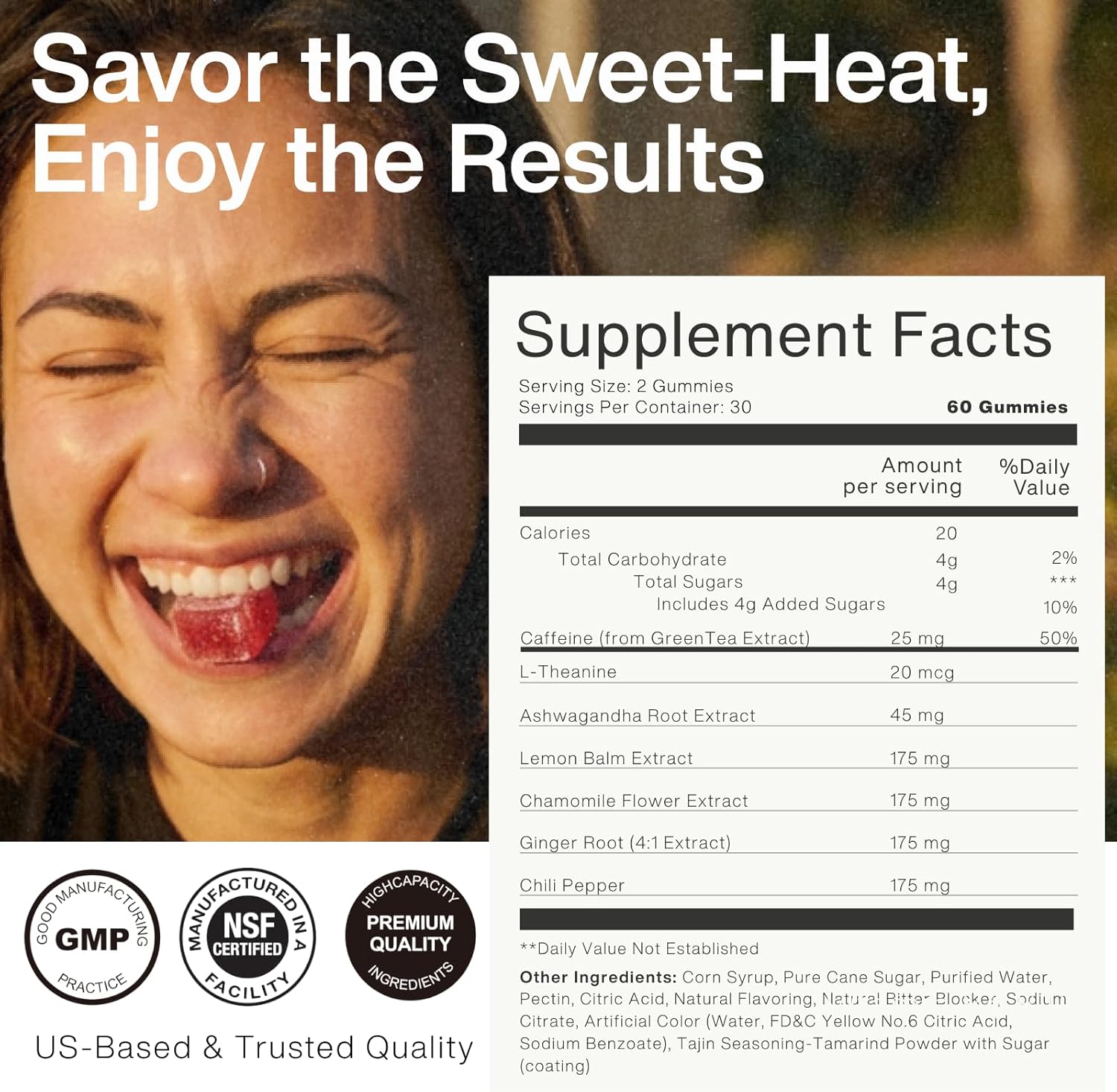 Spicy Cubes Dailies-60 Gummies-Spicy Cubes Gummies Maca Root Extract,L-Theanine,Caffeine & Ginger No Live Cultures -Dietary Supplement