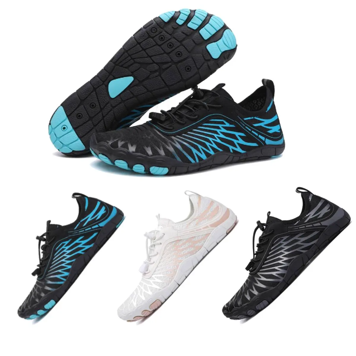 SANPON Unisex Barefoot Breathable Hiking Shoes - Low Top, Wide-Toe Box, Deep Lug Sole, Ergonomic Anti-Slip Casual Trainers for Hiking, Wading, Barefoot Shoes, Lace-Up