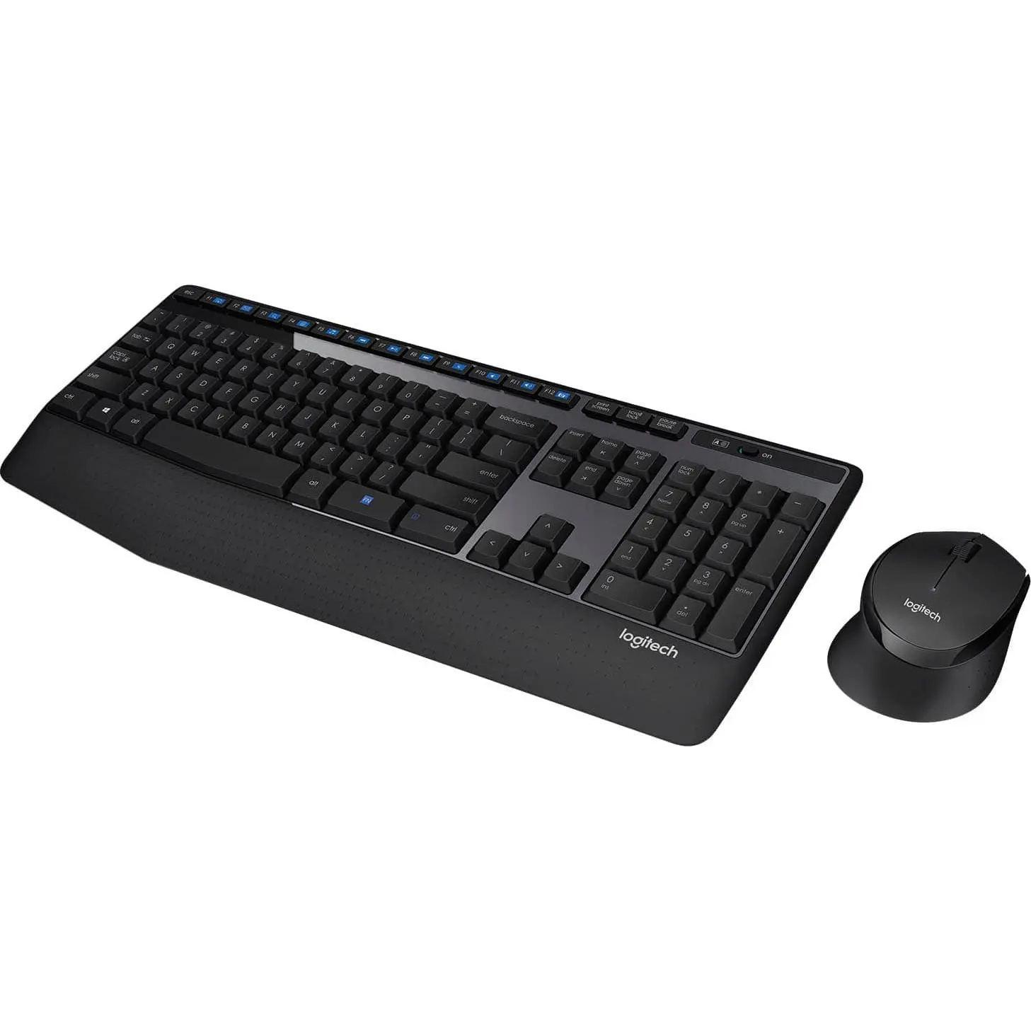 MK345 Full-size Wireless Membrane Keyboard and Mouse Combo for PC, Laptop with Palm Rest