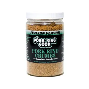 Pork King Good Pork Rind Crumbs Italian Flavor - Zero Carb, Gluten Free Breadcrumb and Panko Substitute for Low Carb and Keto Recipes