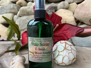 Palo Santo Sage Smudge Spray, Energy Clearing,Holy Wood, Psychic Protection Spray,Essential Oil Smudge,Smokeless,Liquid Smudge 4 oz