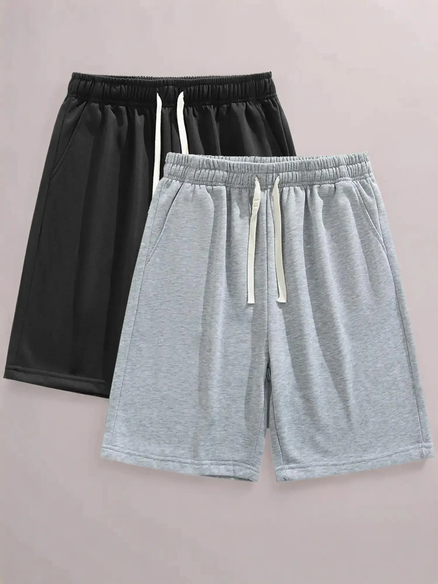 Men's Solid Color Drawstring Waist Shorts, Casual Regular Fit Pocket Shorts for Summer, Men's Bottoms for Daily Wear, Elastic Loose Shorts, Casual Sho