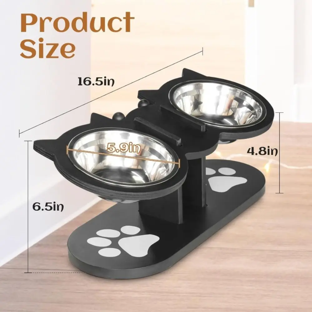 Black 2-Hole Bowl Stand, Follow for 2 Free Bowls