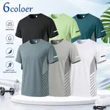 Men's lightweight round neck short sleeved shirt, summer fashionable men's clothing, sports and fitness exercise, outdoor running and playing ball, basic versatile style, lightweight, breathable and comfortable,summerwins,training,lightweight breathable s
