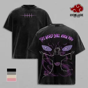 Pain Narutoo Akatsuki Shirt This World Shall Know Pain Anime Vintage Washed Oversized Tee Purple Graphic Streetwear Unisex Gift For Fans