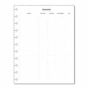 Password Tracker for 11-Disc Big Happy Planner, Big Happy Planner Password Log, Pre-punched Happy Planner Inserts, Password List