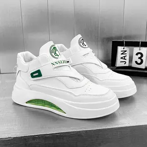 (New)Thick-Soled Versatile High-Top Sports Casual Shoes|   Fabric Upper, Rubber Sole, Zipper, Fastener, Lace Closure, All-season, Perfect for Male