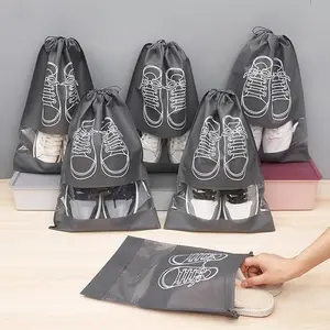 10PCS Travel Shoe Bags,Drawstring Pouches with Clear Window, Versatile Organizers for Footwear, Toiletries, and Small Items, Perfect for Luggage and Gym