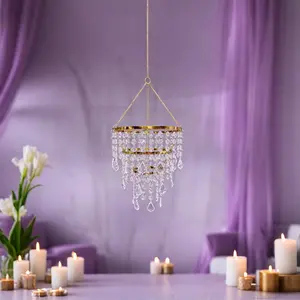 Acrylic Hanging Decoration Lampshade with Octagon Beads and Maple Leaf Pendant, Perfect for Weddings, Parties, Valentine's Day, Holiday Decor