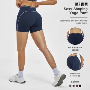 MFVIM Women’s Sports Pants — High-Waisted Colorblock Skinny Athletic Shorts for Cycling, Running, Fitness, and Yoga