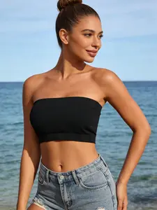 Women's Everyday Bra Set, No Underwire, Strapless Bandeau Summer Bra, Lined Comfortable Innerwear, Full Coverage Slim Fit