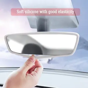 Car Rearview Mirror Decorative Border for Tesla Model 3 Y, Flexible Silicone Protective Trim, Scratch-Resistant Car Interior Accessories