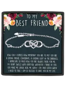 To My Best Friend Infinite Heart Shaped Bangle with Card and Gift Box, Best Friend Birthday Christmas Friendship Gift, Heart Shaped Bracelet
