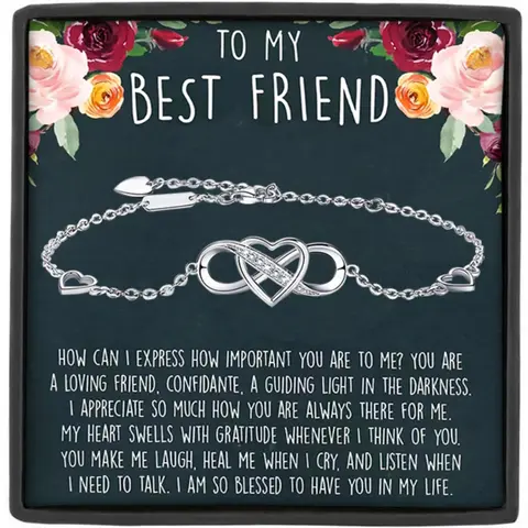 Mother's Day Gift To My Best Friend Infinite Heart Shaped Bangle with Card and Gift Box, Best Friend Birthday Christmas Friendship Gift, Heart Shaped Bracelet, High Quality Bracelet, Heart Design Bracelet, Heart Bracelets, Bracelets Jewelry