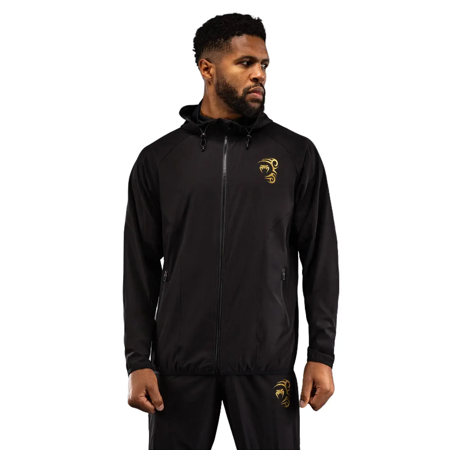 Venum x Mike Tyson Boxing Track Jacket - Black/Gold, Full-Zip, Long Sleeves, Training Wear with Zip-Up Front