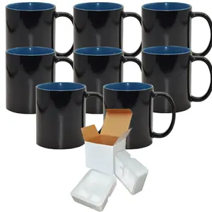 Sublimation Color Changing Mug Set - 8 Pack (11oz) | Blue Inside | Individually Packaged in Foam Support Boxes
