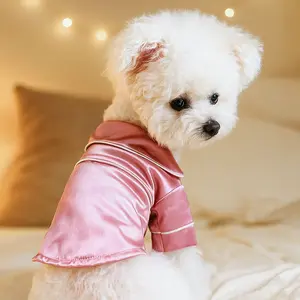 Pet pajamas and clothes: Teddy, Bichon Frise, Pomeranian, Bulldog costumes.Small dogs and cats' luxurious and comfortable silk clothes