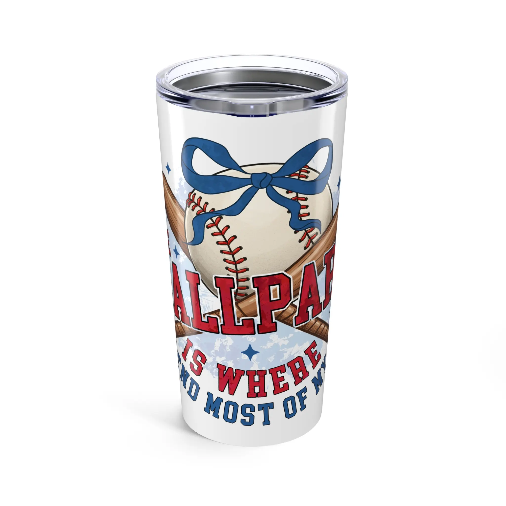 Baseball Tumbler 20oz - At The Ball Park Is Where I Spend Most Of My Days, Sports Travel Cup, Stadium Fan Mug, Game Day Drinkware, Baseball Flasks Bottles