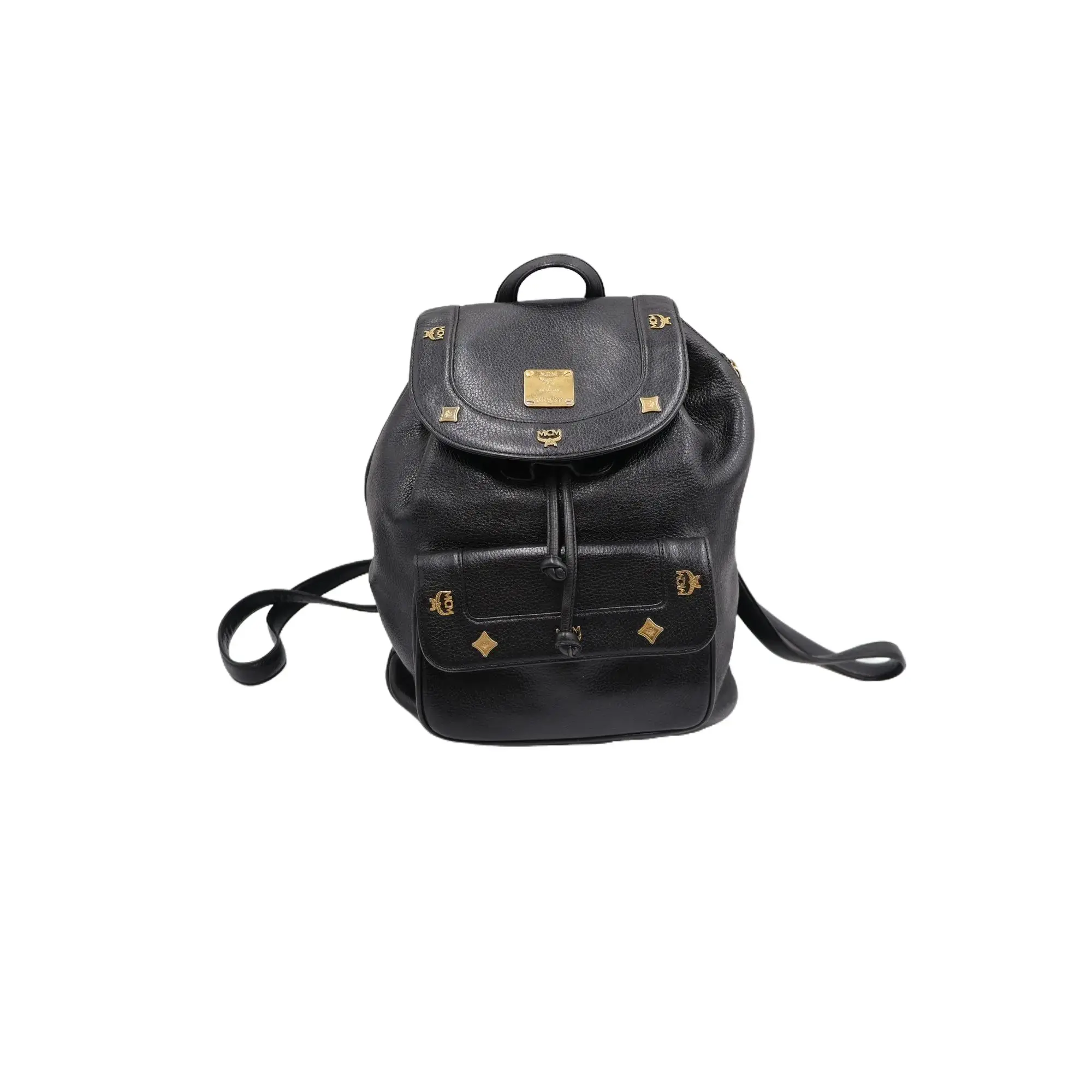 Pre-owned MCM leather Backpacks Calfskin Studded Flap Backpack(4900000227161)