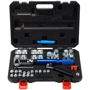 VEVOR Hydraulic Flaring Tool Kit,  45° Double Flaring Tool, Brake Repair Brake Flaring Tools for 3/16"-1/2", Brake Flare Tool with Tube Cutter and Deburrer, 32 PCS Tube Flaring Tools for Copper Lines