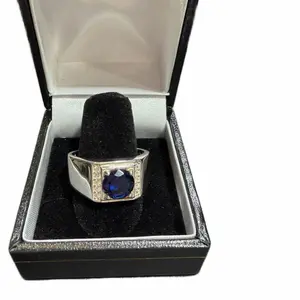 Men’s Blue Cz 925 Silver  Ring – Bold & Timeless