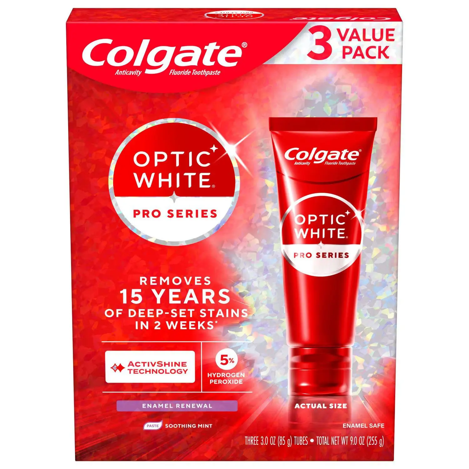 Colgate Optic White Pro Series ActivShine, 3 oz 3 pk