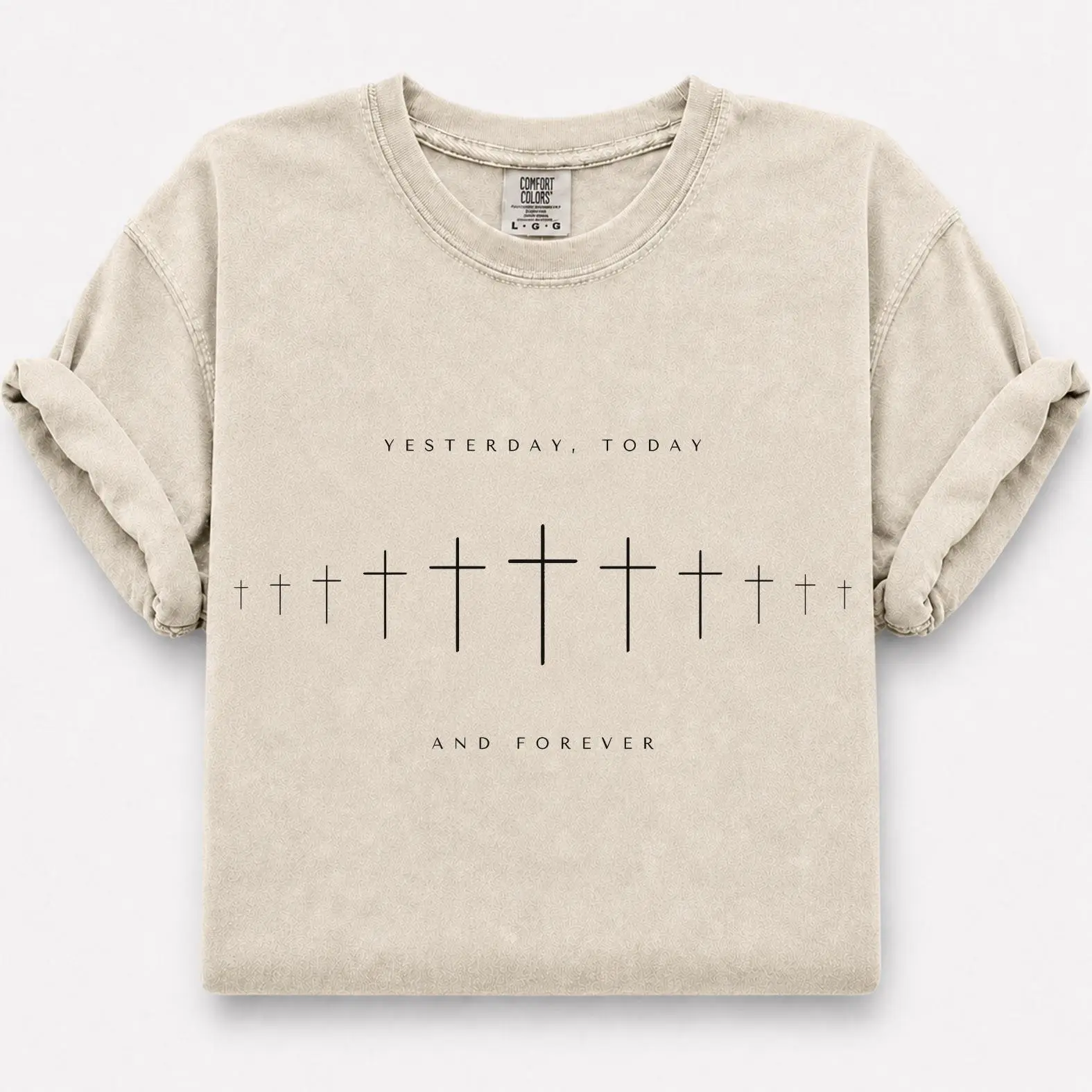 Comfort Colors Yesterday Today And Forever Shirt, Christian Cross Shirt, Hebrews 13:8 Bible Verse Graphic Tee, Gift for Christians