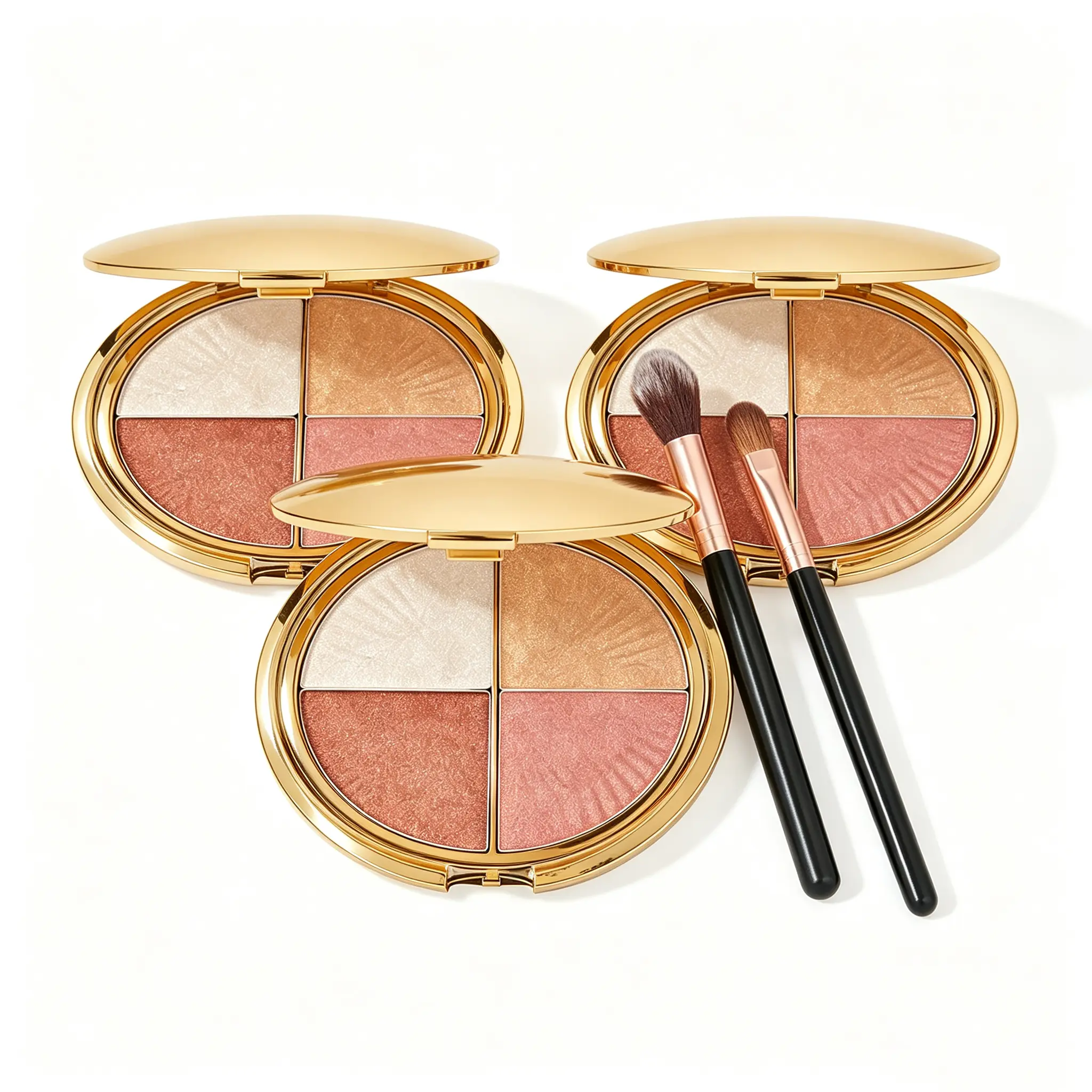 Women's Highlighter & CheekPaletteGlowjiuHighlighter&Cheek Palette with Brush, a 4-in-1026Multi-FunctionalMakeupPalette MforHighlighter,Eyeshadow,Blush,Contouring, andFoundation