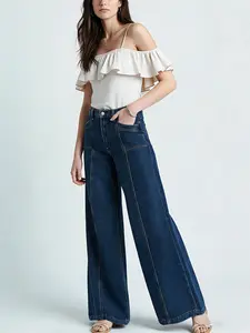 Women's high Rise Jeans Wide Leg Baggy Stretchy Boyfriend Trendy Casual Comfort Lounge Denim Pants with Pockets