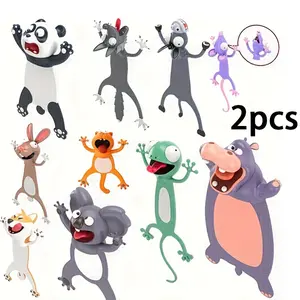 2 Piece 3D Animal Bookmarks Original PVC Creative Stationery, Funny Cat Office Supplies Reading Aid Tools, Unique Gift Idea Book Accessories