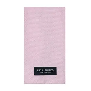 Pink Cotton Pique Straight Fold Pocket Square