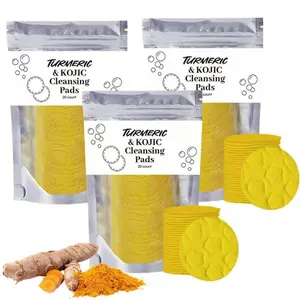 3counts Turmeric & Lactic Acid Face Cleansing Pads, 60pcs Facial Exfoliating Wipes for Men Women, Skincare Cosmetic Makeup Remover Pads