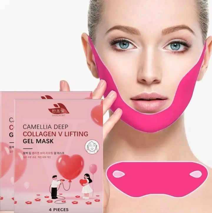 HANCHOBIT Korean Beauty Gel Chin Lifting Mask - Multi Pack, Rosa & Centella Extracts, Alcohol-Free, Firming, Moisturizing, Hydrating Damage Repair Skincare for All Skin Types
