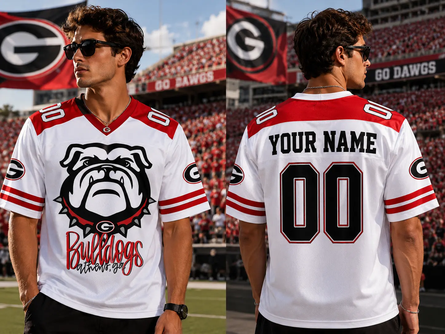 Custom Georgia Bulldogs Women's Cropped Football Jersey, Game Day Sports Jersey