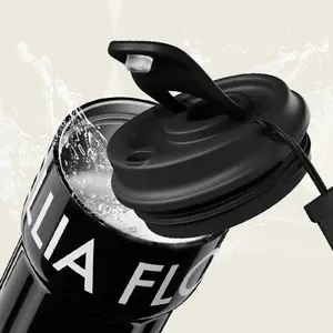 【Camellia】GOOM 18oz Spill Proof Tumbler, Thermal Bottle with Lid and Straw, Insulated Stainless Steel Flasks,  Leak Proof Tumbler - Black White