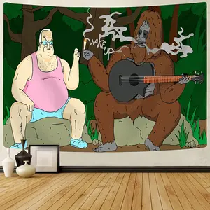 Cartoon Tapestry Funny Character Backdrop Pop Art Theme Wall Hanging Photography Background Creative Decor for Living Room Bedroom Indoor Outdoor Home Decoration