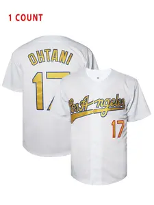 Men's 17 Ohtani Embroidered Baseball Jersey, Loose Casual Quick Drying Baseball Top, Breathable Baseball Shirt for Outdoor Sports, Stylish Jersey