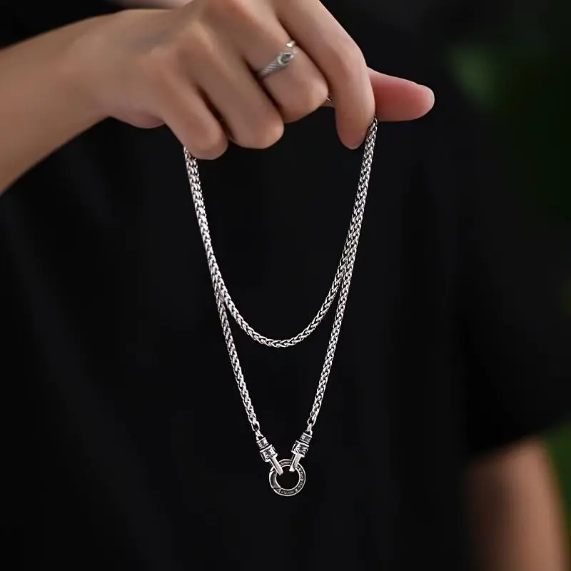 S925 Silver Unisex Retro Necklace - Stylish Jewelry Accessory for Daily Wear, Gift-Giving