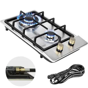 [SummerVibes] BESTFIRE 12-Inch Portable Propane Gas Stove – 2 Burner Stainless Steel Cooktop, Dual Fuel (LPG/NG Convertible) with Thermocouple Safety Protection