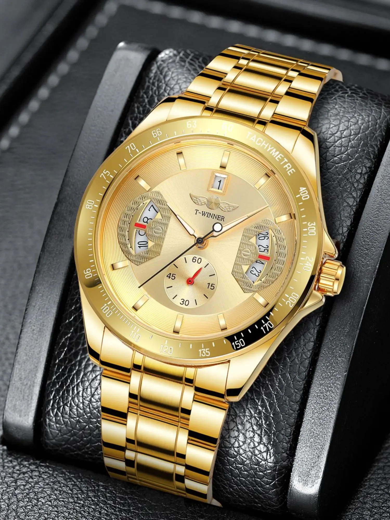 Men's Luxury Mechanical Watch, Mechanical Wristwatches, Automatic Wind-Up, Round Analog Dial, Stainless Steel Strap, Classic Style, Suitable for All Occasions