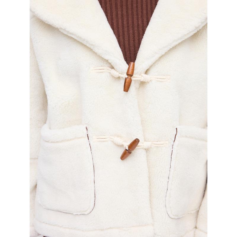 Cider Fleece Collar Toggle Button Oversized Long Sleeve Duffle Jacket [LIVE ONLY]