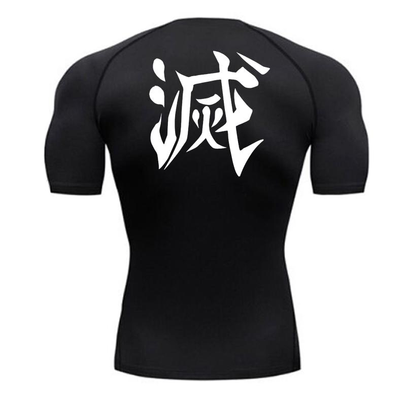 Demon Slayer Print Compression Shirts for Men Gym Workout Fitness ...
