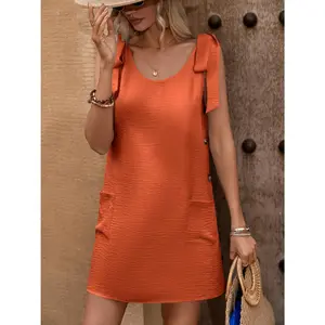 Ivy Lane Scoop Neck Tie Shoulder Mini Dress