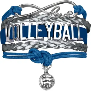 Volleyball Bracelets For Girls- Ideal Volleyball Gifts & Souvenirs. Adjustable Charm Bracelet with Moveable Letters, Infinity Symbol & Silver Volleyball Charm. Fashionable Bracelets by SportyBella.