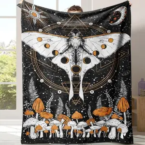Soft Comfortable Funny Throw Blanket Flying Moth Pattern Flannel Cozy Blanket Warm Napping Throw,Sleeping Halloween Decor Bedding Supplies For Home Office Travel summerwins