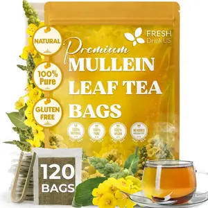 Premium Mullein Leaf Tea Bags For Lung, 100% Natural & Pure from Mullein Leaves. Loose Leaf Mullein Herbal Tea. Made with Natural Material Tea Bags. No Sugar, No Caffeine, No Gluten, Vegan. Mullein cleanse, lung support